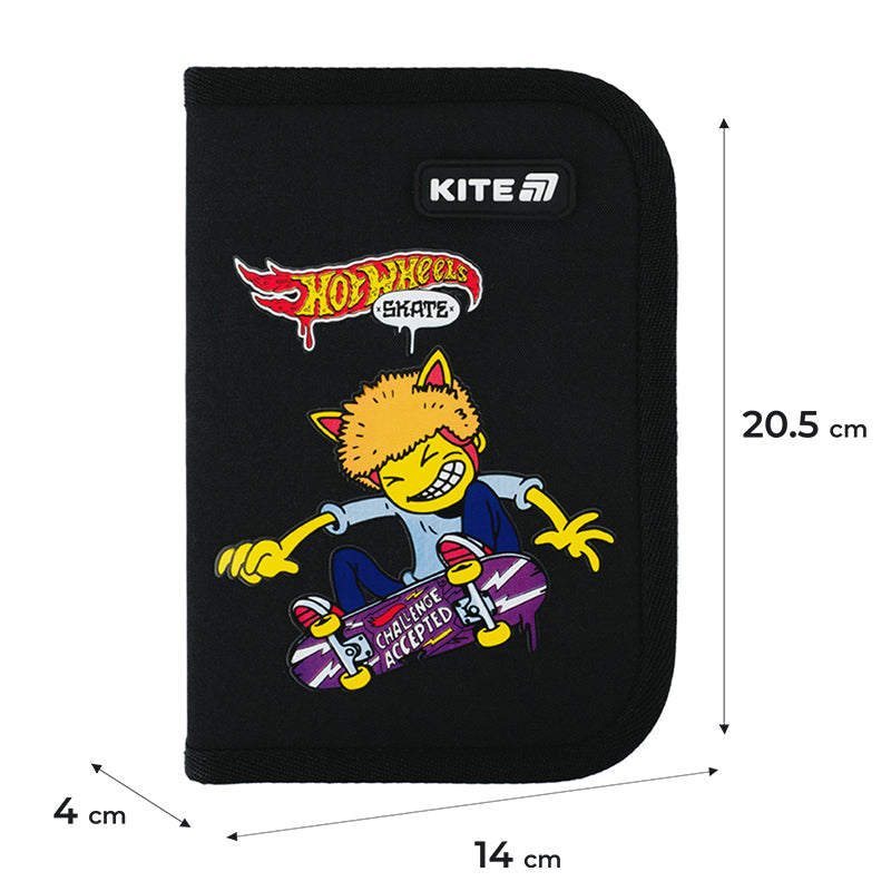 Пенал с наполнением Kite Hot Wheels Skate HW25-622H-2, 1 отделение, 2 отвоврота