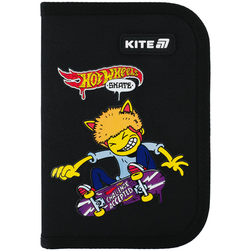 Пенал с наполнением Kite Hot Wheels Skate HW25-622H-2, 1 отделение, 2 отвоврота