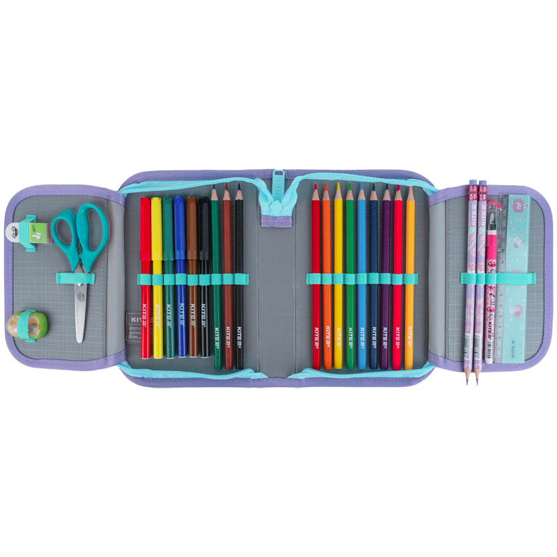 Пенал с наполнением Kite Awesome K25-622H-5, 1 отделение, 2 отвоврота