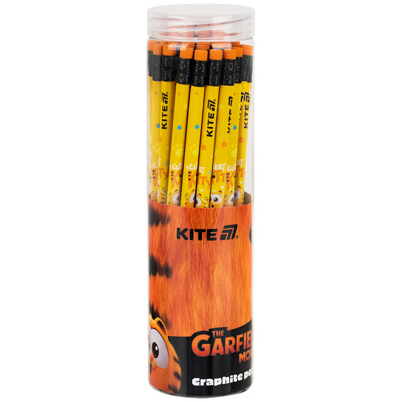 Карандаш графитный трёхгранный с ластиком Kite Garfield GF25-046