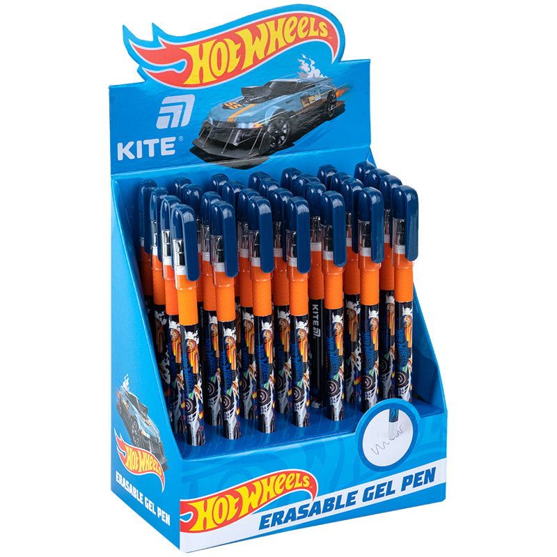 Ручка гелева "пиши-стирай" Kite Hot Wheels HW25-068, синя