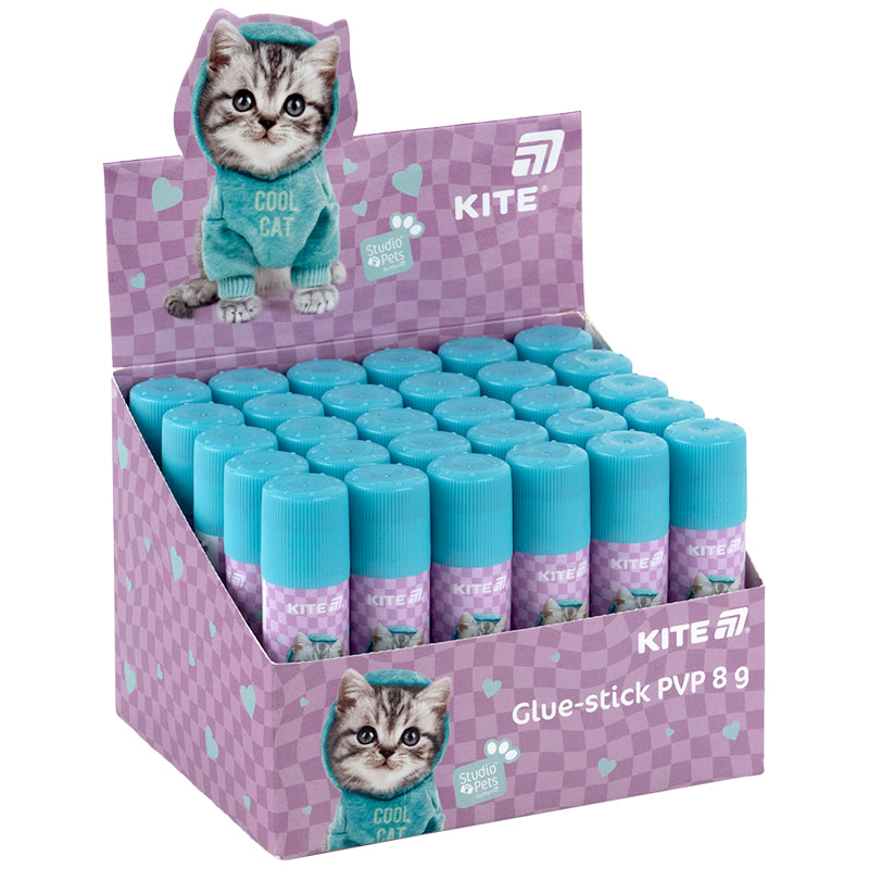 Клей-олівець з індикатором PVP Kite Studio Pets SP25-130, 8 г