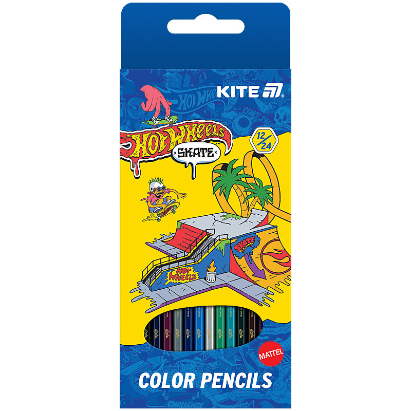 Цветные карандаши двусторонние Kite Hot Wheels HW25-054-2, 12 штук/24 цвета