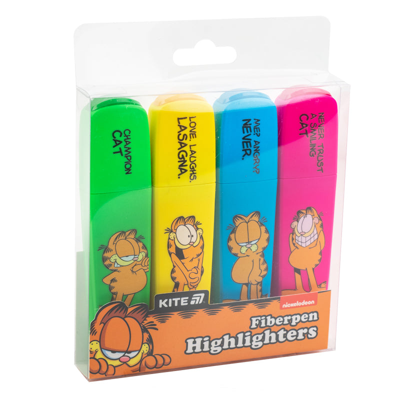 Маркер Highlighter Kite Garfield GF25-444, набір з 4-х кольорів