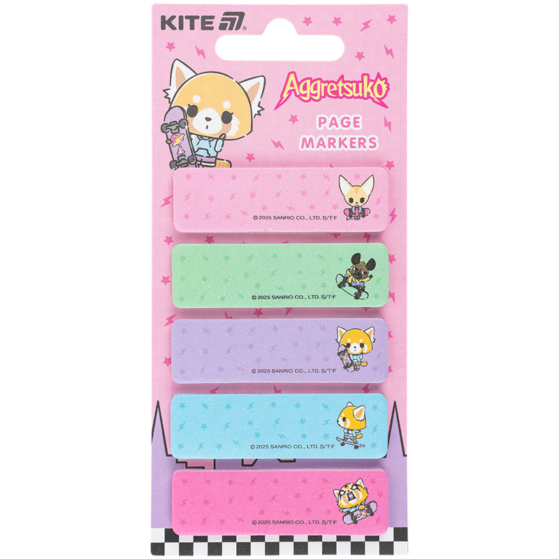 Закладка бумажная с рисунком Kite Aggretsuko AR25-480, 100 шт, 5х15х50 мм, прямоугольная