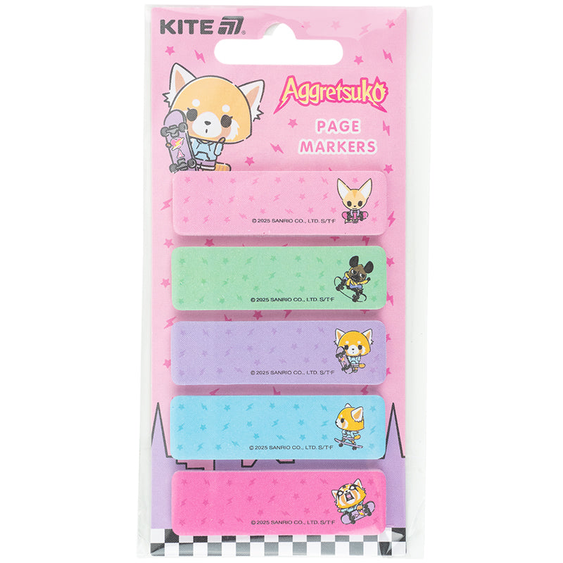 Закладка бумажная с рисунком Kite Aggretsuko AR25-480, 100 шт, 5х15х50 мм, прямоугольная