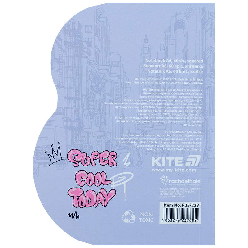 Блокнот Kite Rachael Hale R25-223, А6, 60 аркушів, клітинка