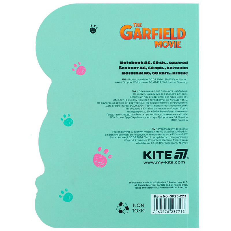 Блокнот Kite Garfield GF25-223, А6, 60 аркушів, клітинка