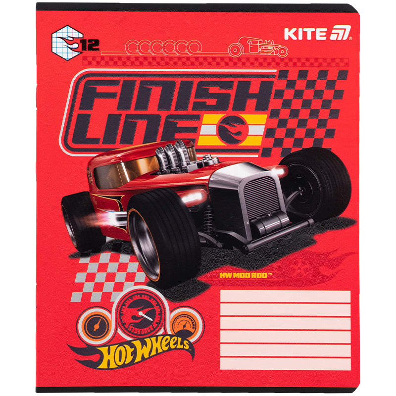 Зошит шкільний Kite Hot Wheels HW25-232-1, 12 аркушів, клітинка
