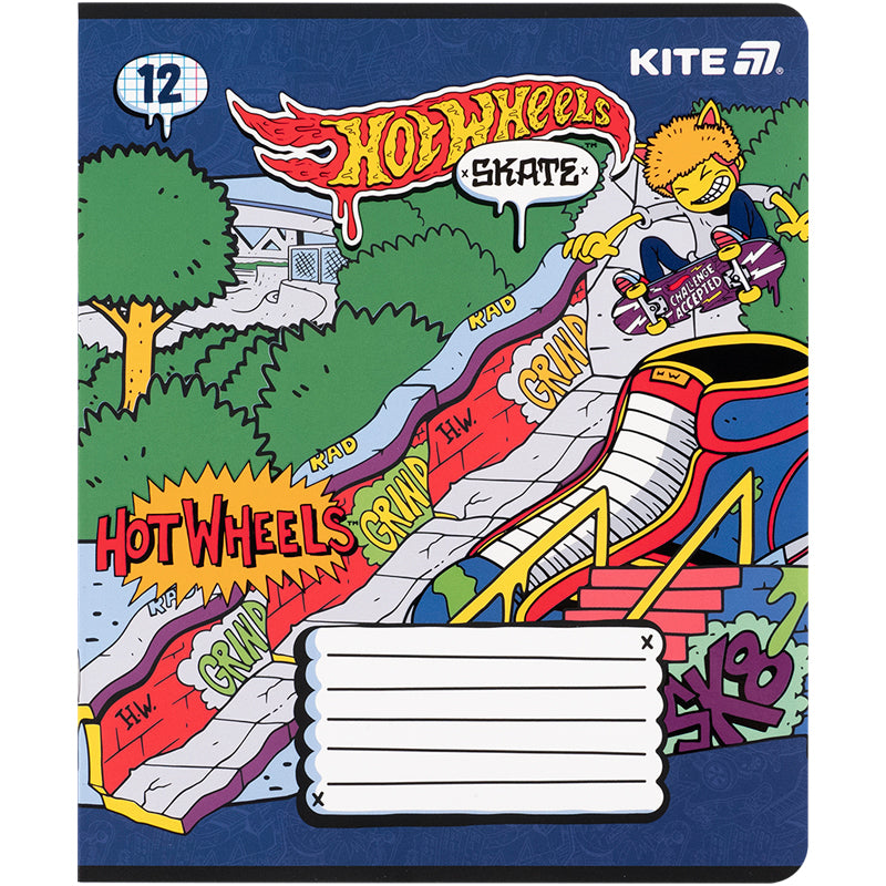Зошит шкільний Kite Hot Wheels HW25-232-2, 12 аркушів, клітинка