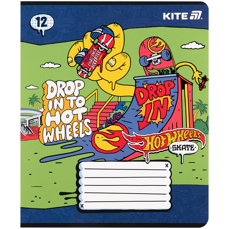 Зошит шкільний Kite Hot Wheels HW25-232-2, 12 аркушів, клітинка