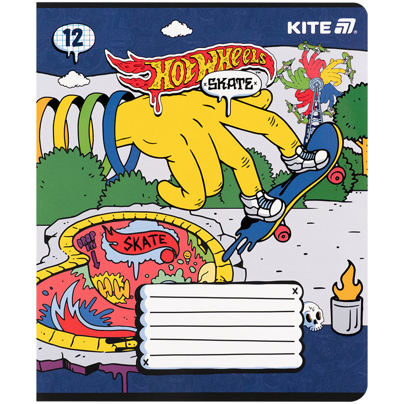 Зошит шкільний Kite Hot Wheels HW25-232-2, 12 аркушів, клітинка