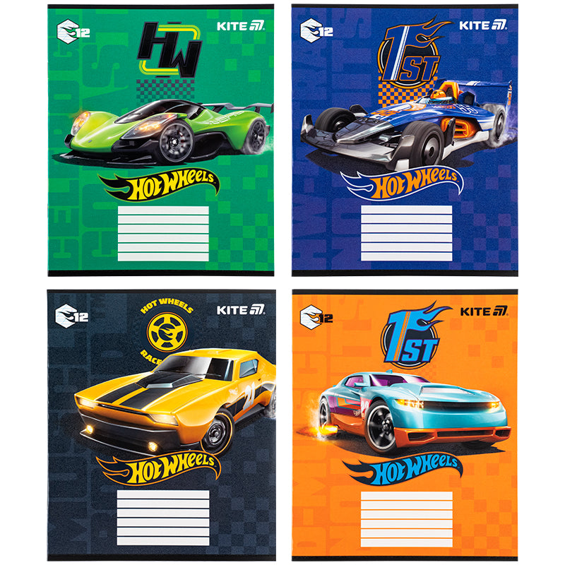 Тетрадь школьная Kite Hot Wheels HW25-235, 12 листов, косая линия