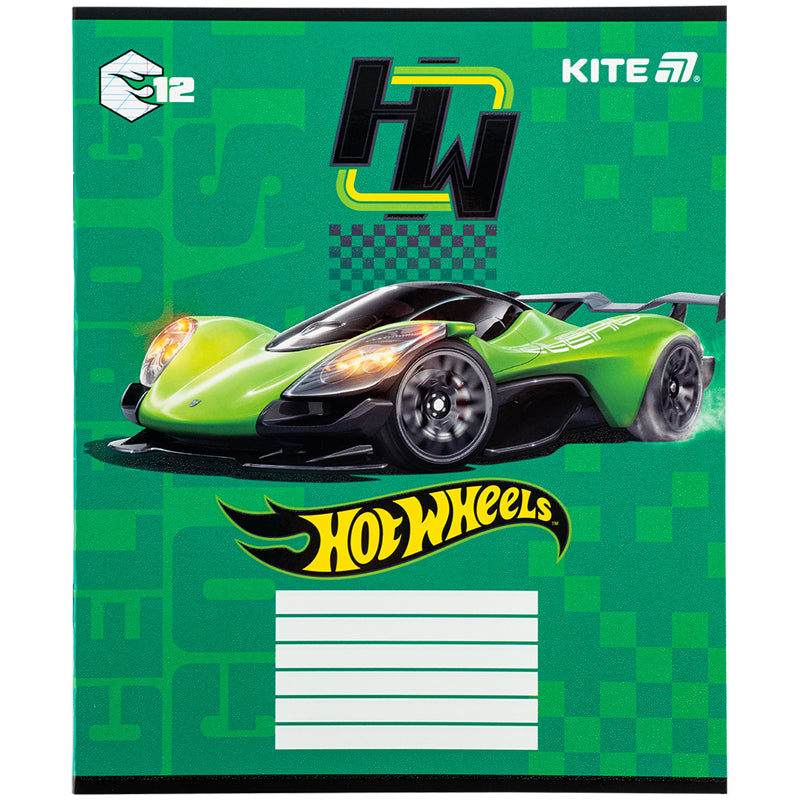 Тетрадь школьная Kite Hot Wheels HW25-235, 12 листов, косая линия