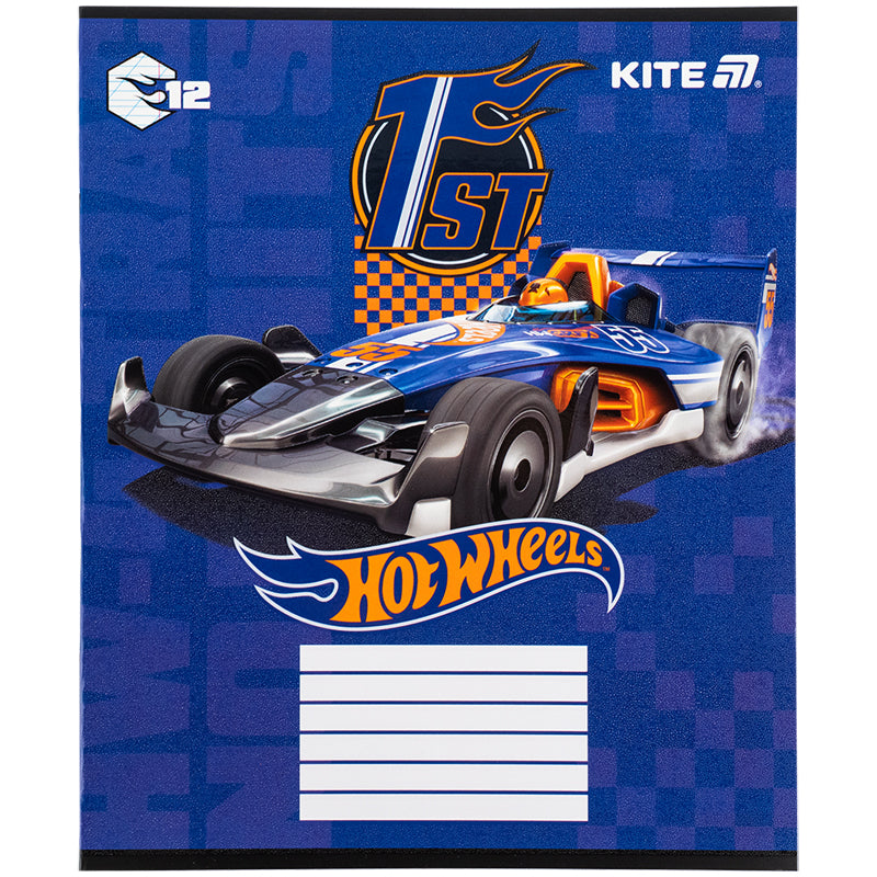 Тетрадь школьная Kite Hot Wheels HW25-235, 12 листов, косая линия