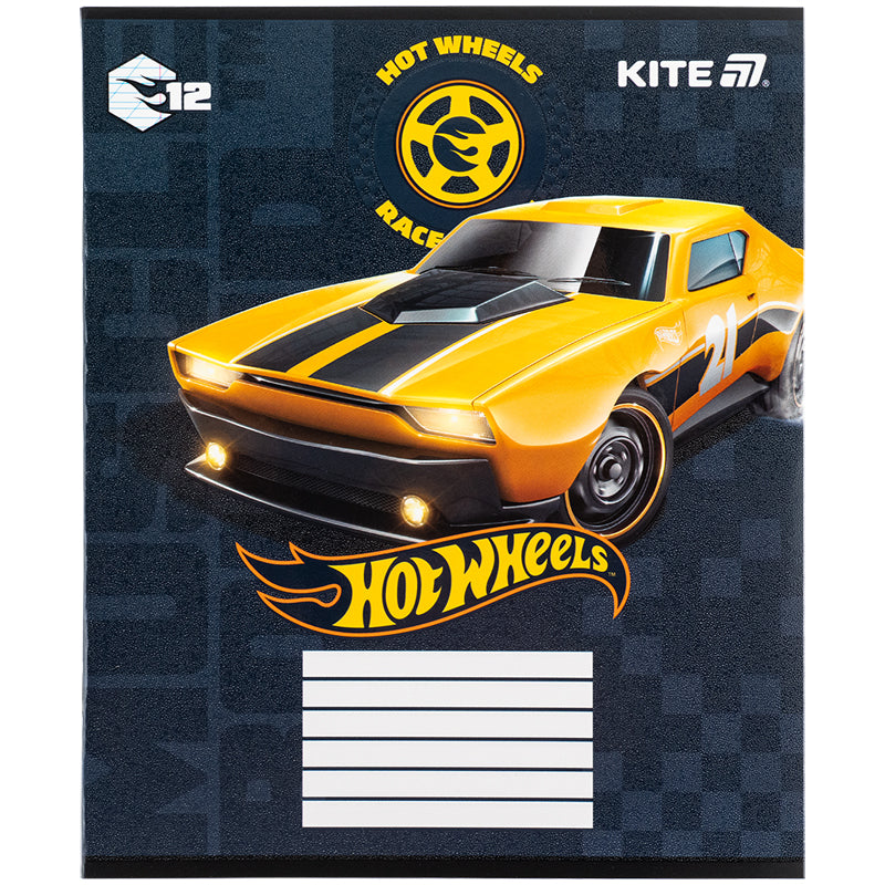 Тетрадь школьная Kite Hot Wheels HW25-235, 12 листов, косая линия