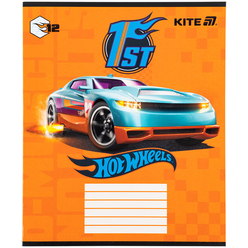 Тетрадь школьная Kite Hot Wheels HW25-235, 12 листов, косая линия
