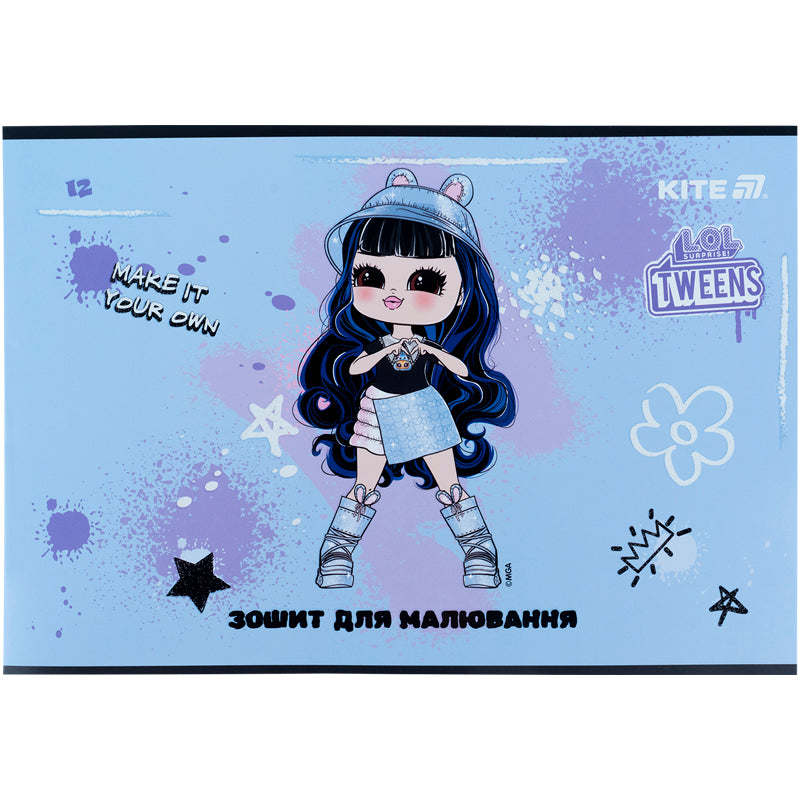 Тетрадь для рисования Kite LOL LO25-241, 12 листов
