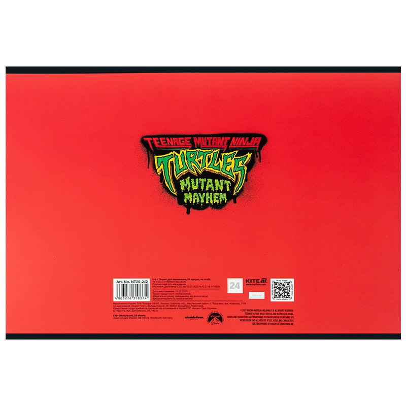 Зошит для малювання Kite Ninja Turtles NT25-242, 24 аркуші