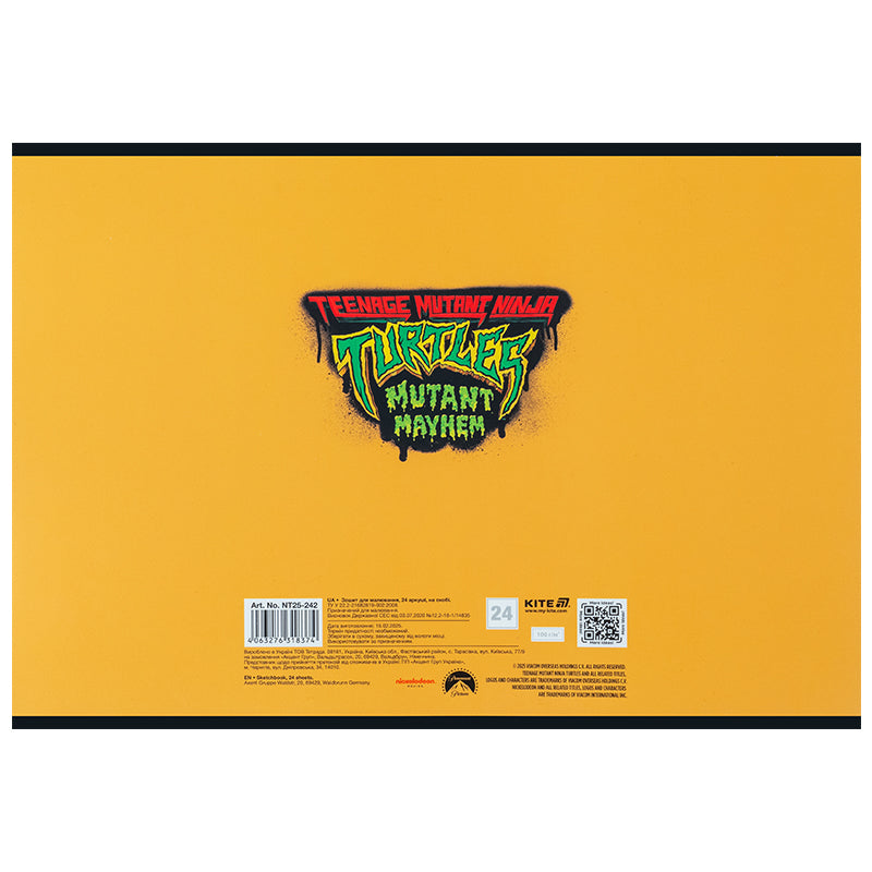Зошит для малювання Kite Ninja Turtles NT25-242, 24 аркуші