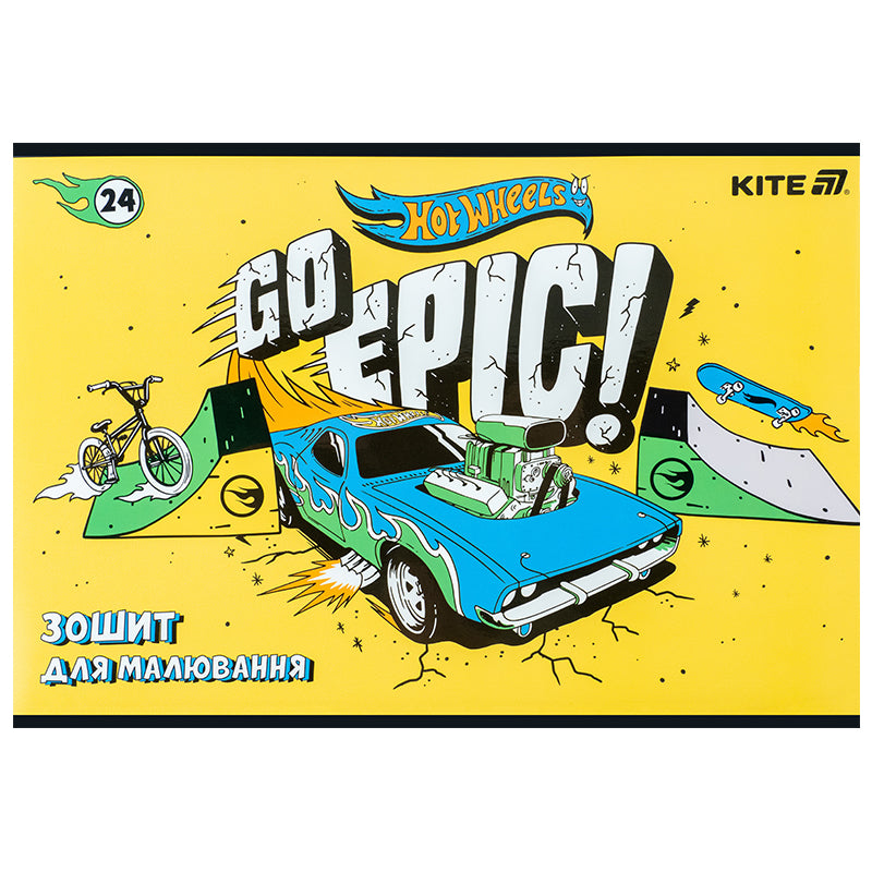 Тетрадь для рисования Kite Hot Wheels HW25-242, 24 листа