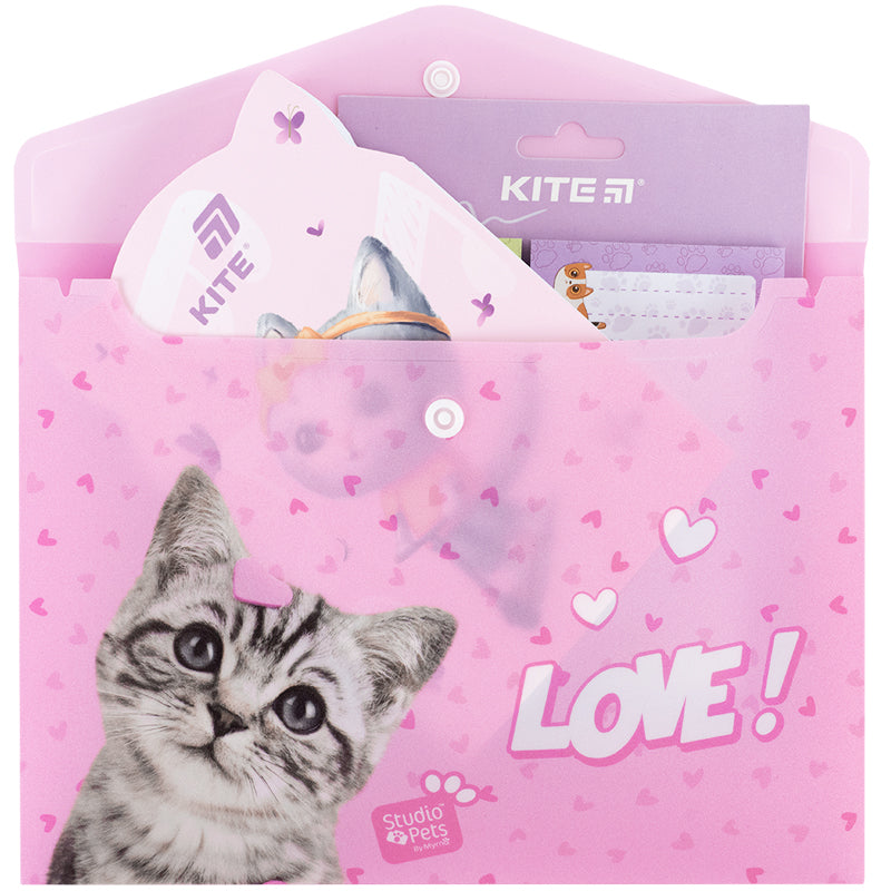 Папка на кнопці Kite Studio Pets SP25-245, A5