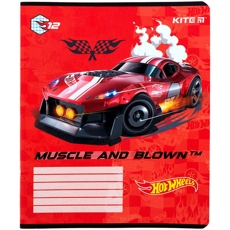 Зошит шкільний Kite Hot Wheels HW24-232, 12 аркушів, клітинка