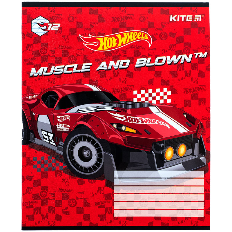 Зошит шкільний Kite Hot Wheels HW24-235, 12 аркушів, коса лінія