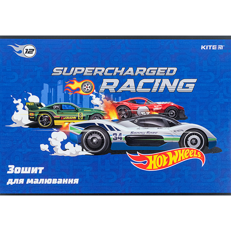 Тетрадь для рисования Kite Hot Wheels HW24-241, 12 листов