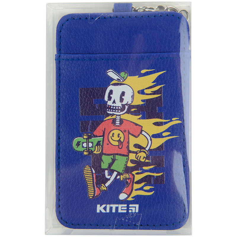 Бейдж вертикальний Kite K22-297-01, з карабіном, синій