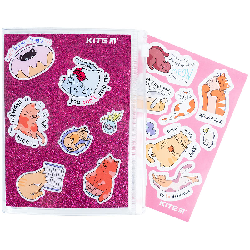 Блокнот Kite Pink cats K22-462-1, 80 аркушів, клітинка, силіконова обкладинка