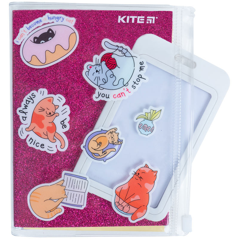 Блокнот Kite Pink cats K22-462-1, 80 аркушів, клітинка, силіконова обкладинка