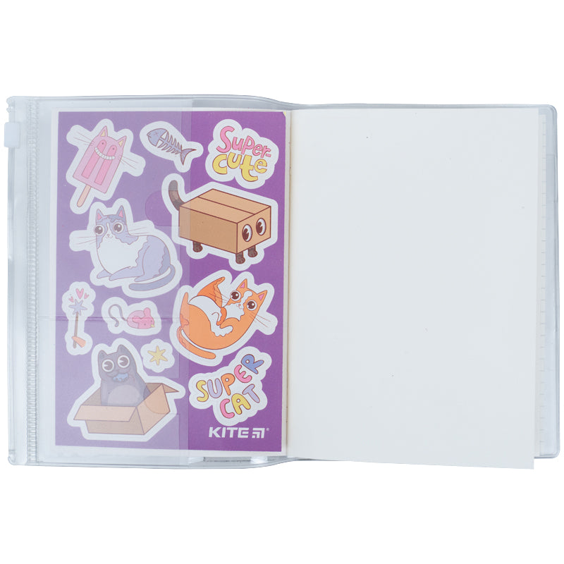 Блокнот Kite Purple cats K22-462-2, 80 аркушів, клітинка, силіконова обкладинка