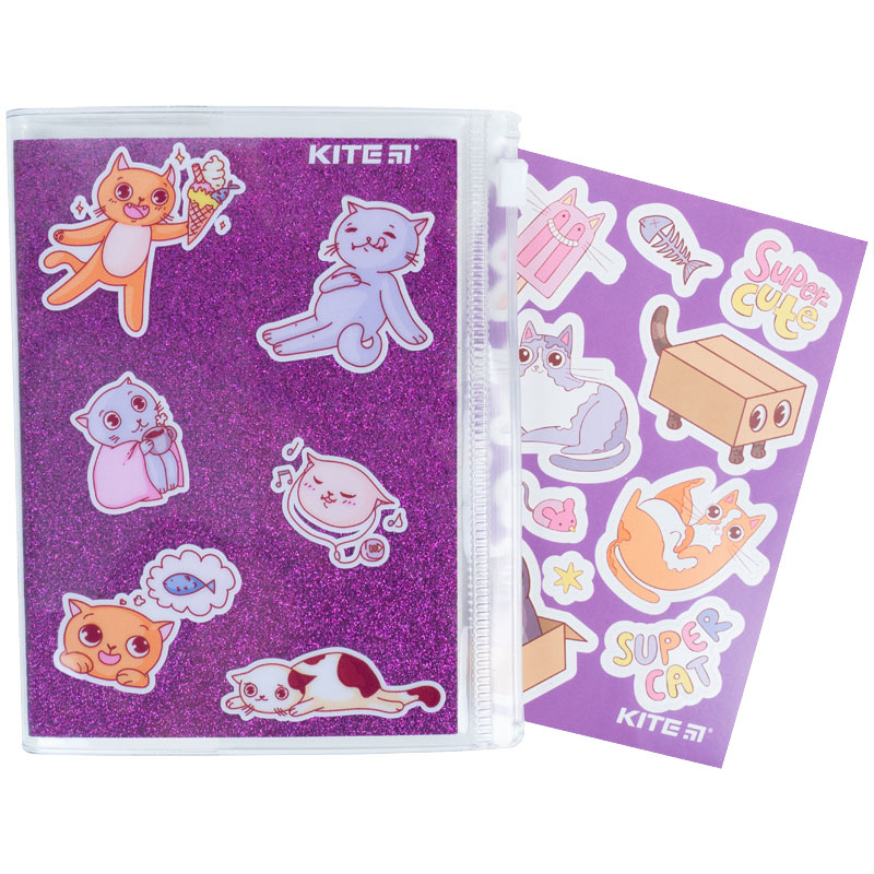 Блокнот Kite Purple cats K22-462-2, 80 аркушів, клітинка, силіконова обкладинка
