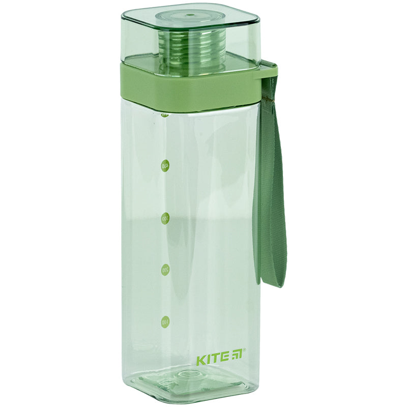 Пляшечка для води квадратна Kite K24-1209-2, 550 мл, зелена