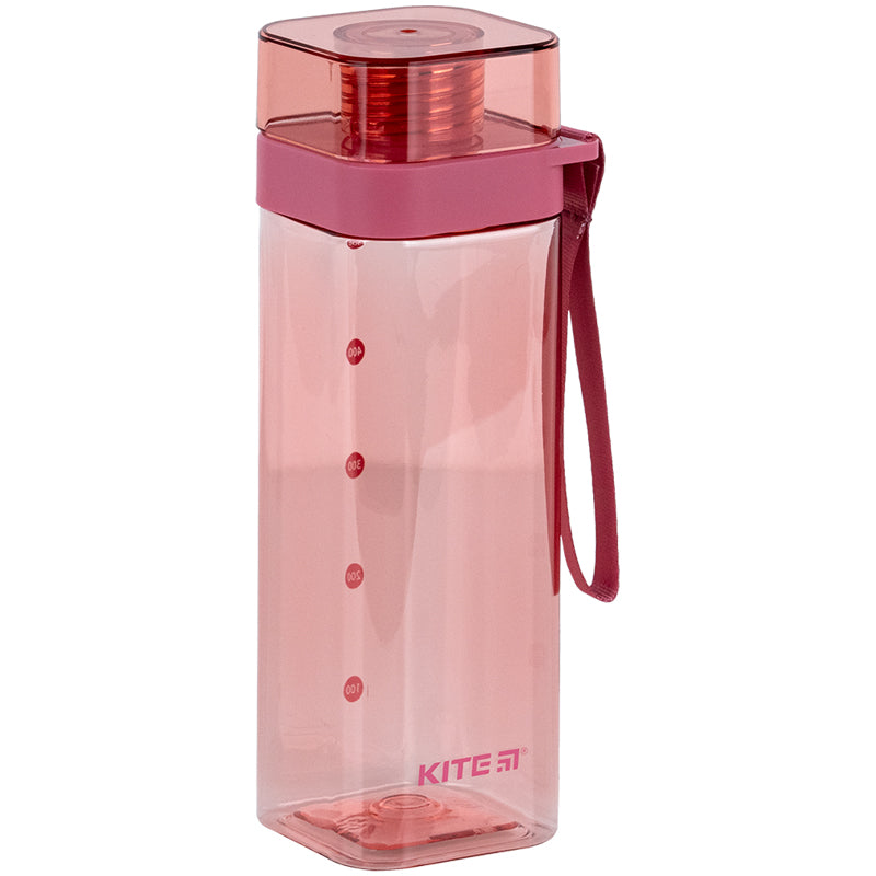 Бутылочка для воды квадратная Kite K24-1209-3, 550 мл, розовая