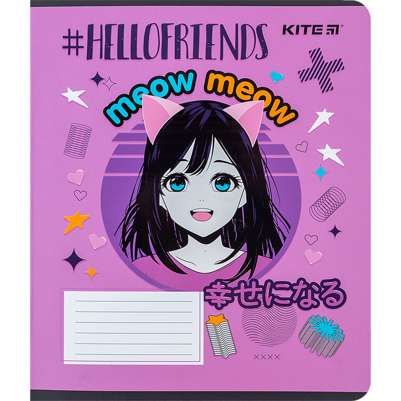 Зошит шкільний Kite Anime K24-232-1, 12 аркушів, клітинка
