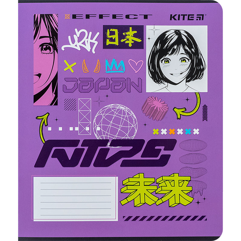 Зошит шкільний Kite Anime K24-232-1, 12 аркушів, клітинка