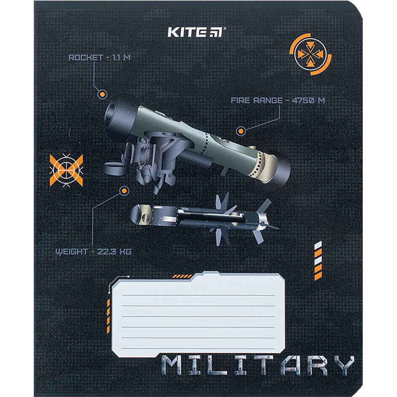 Тетрадь школьная Kite Милитари K24-232-3, 12 листов, клетка