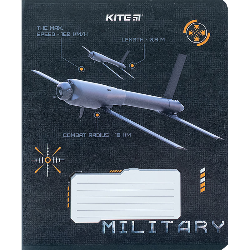 Тетрадь школьная Kite Милитари K24-232-3, 12 листов, клетка