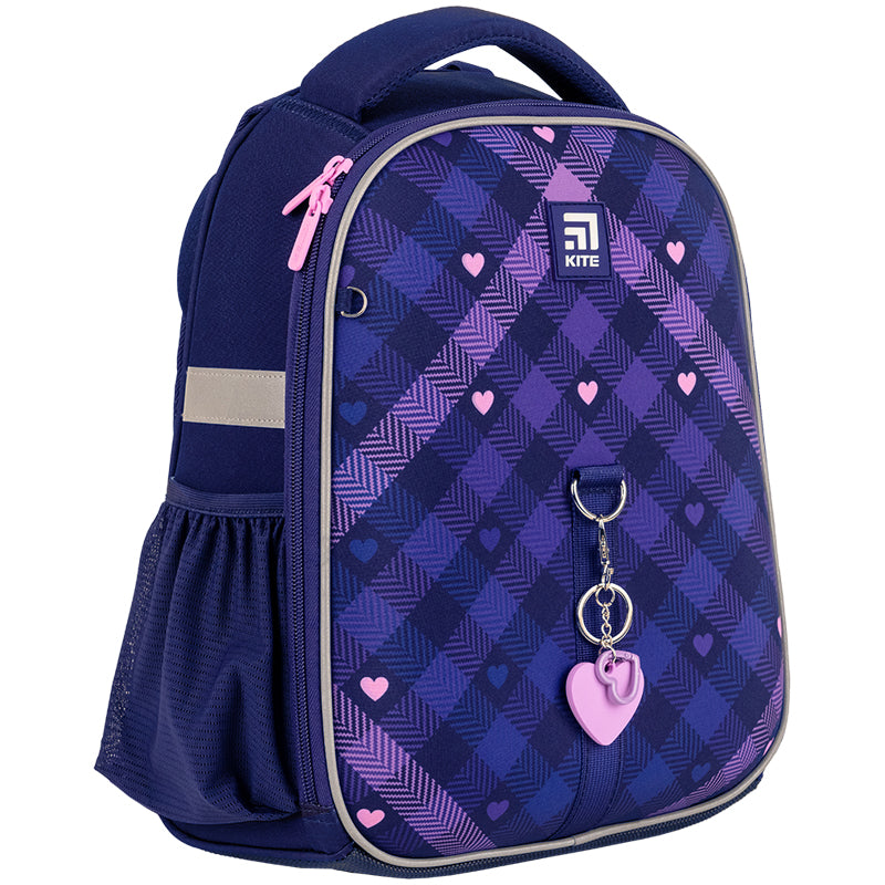 Рюкзак школьный каркасный Kite Education Check and Hearts K24-555S-1