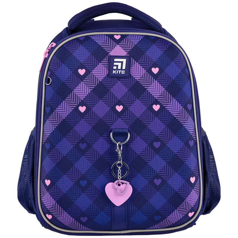 Рюкзак школьный каркасный Kite Education Check and Hearts K24-555S-1