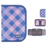 Пенал без наповнення Kite Purple Chequer K24-622-3, 1 відділення, 2 відвороти Пенал без наповнення Kite Purple Chequer K24-622-3, 1 відділення, 2 відвороти