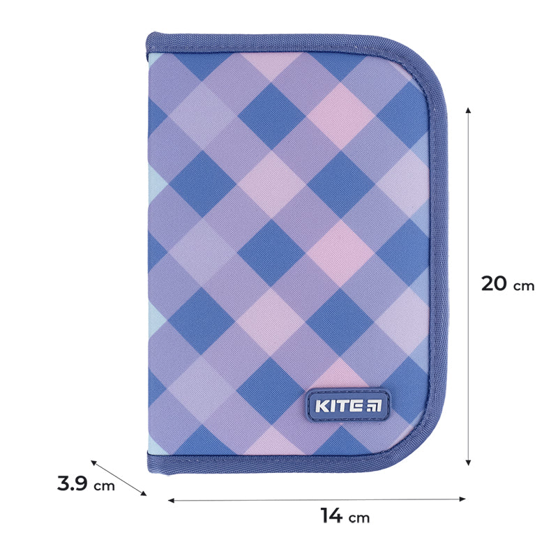 Пенал без наполнения Kite Purple Chequer K24-622-3, 1 отделение, 2 отворота