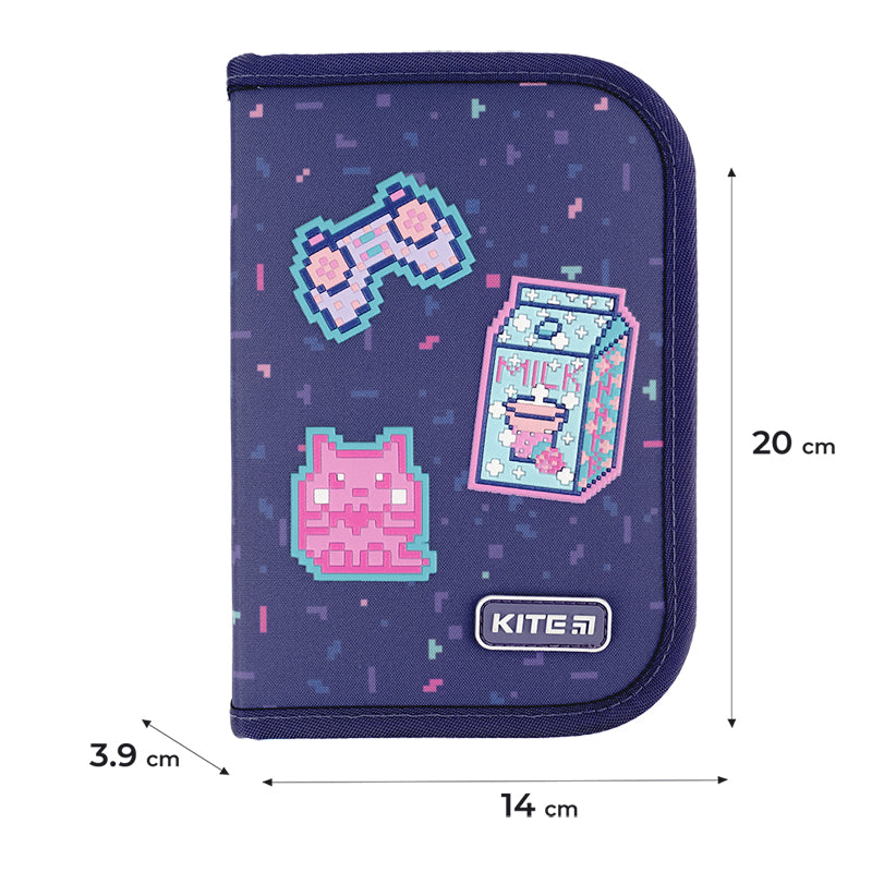 Пенал с наполнением Kite Pixel Love K24-622H-5, 1 отделение, 2 отворота
