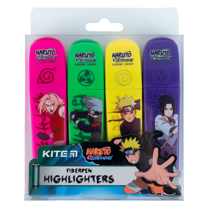 Маркер Highlighter Kite Naruto NR24-444, набір з 4-х кольорів
