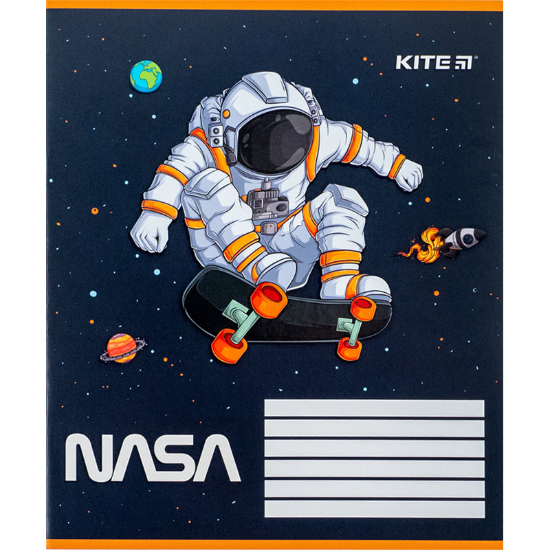 Тетрадь школьная Kite NASA NS24-235, 12 листов, в косую линию