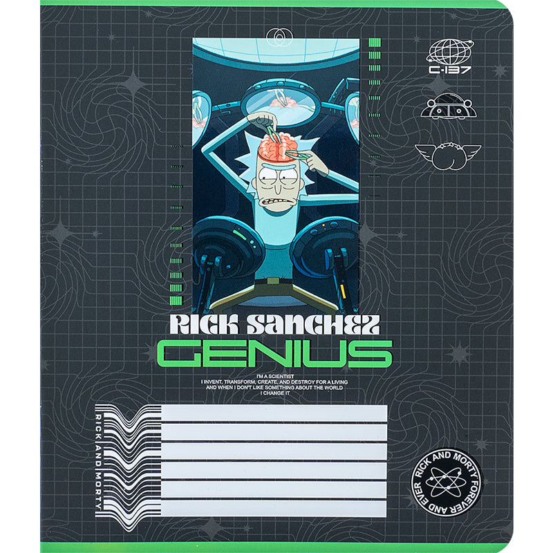 Зошит шкільний Kite Rick and Morty RM24-236, 18 аркушів, клітинка