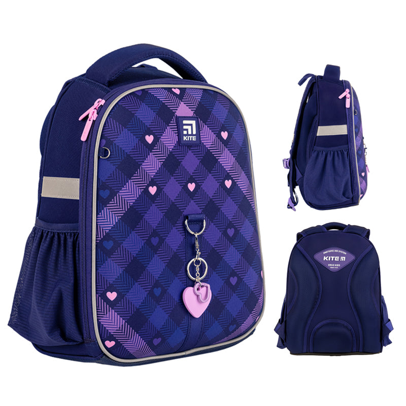 Школьный набор Kite Check and Hearts SET_K24-555S-1 (рюкзак, пенал, сумка)