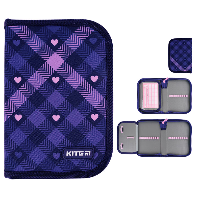 Школьный набор Kite Check and Hearts SET_K24-555S-1 (рюкзак, пенал, сумка)
